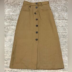 High Virgin Wool Button-Down Midi Skirt